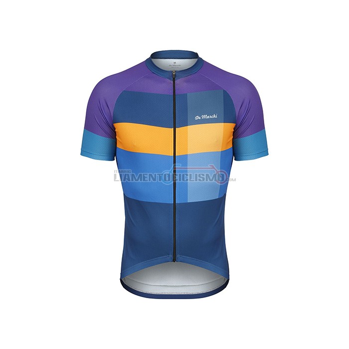Abbigliamento Ciclismo De Marchi Manica Corta 2021 Viola Giallo Blu